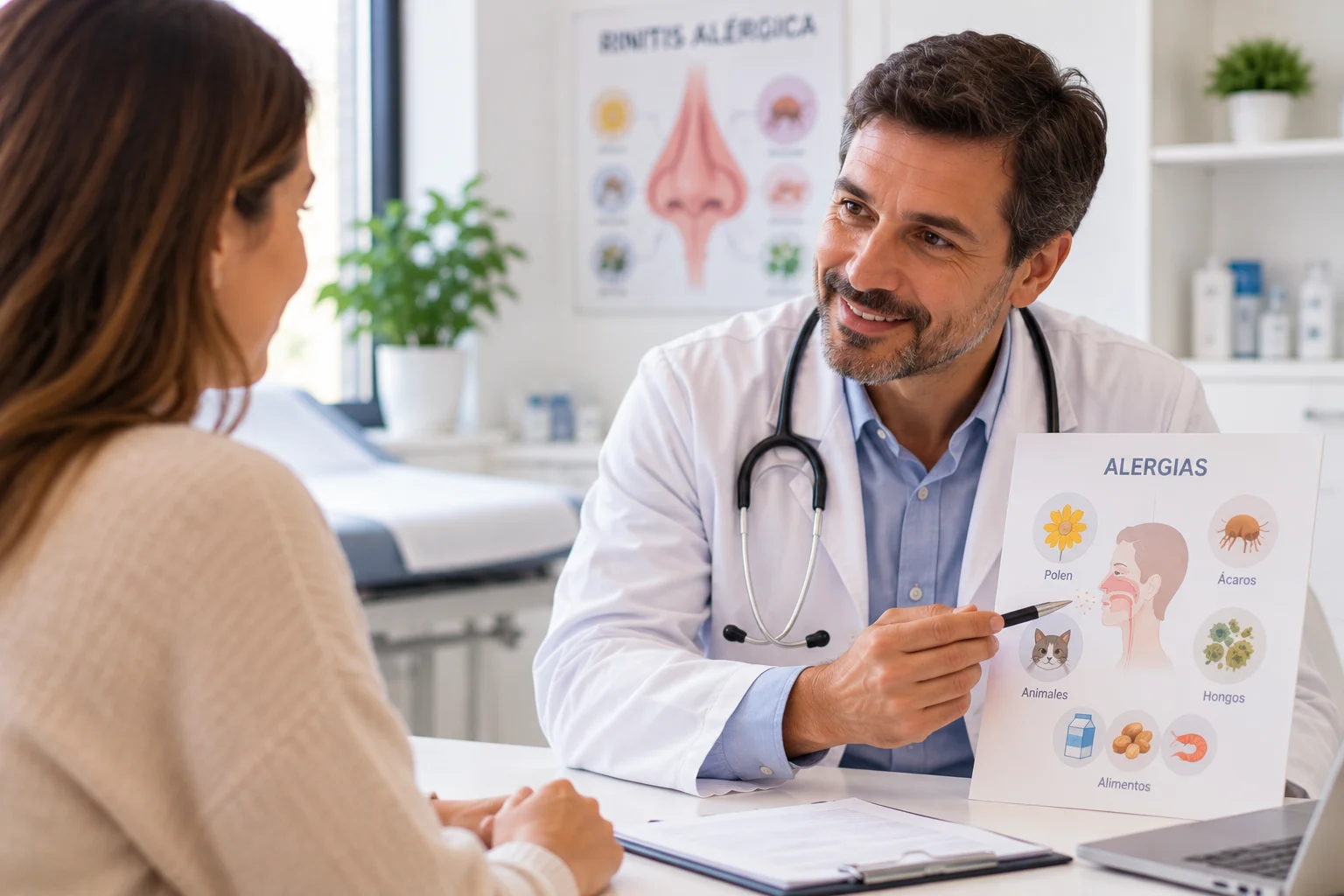 Consulta sobre alergias en clínica moderna