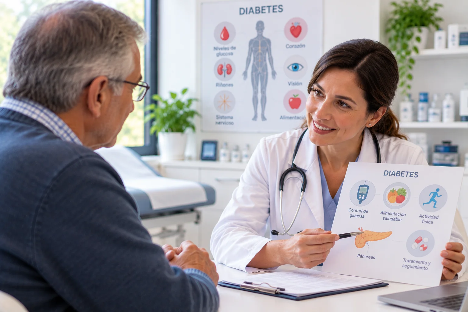 Consulta médica sobre diabetes