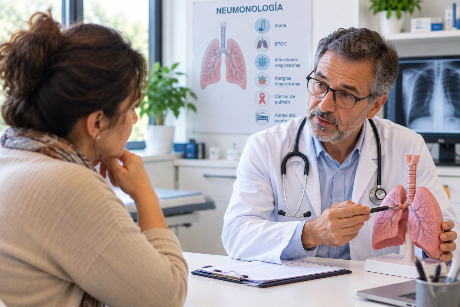 Consulta de Neumonología con radiografía